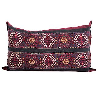 Turkish Soumak Kilim Pillow, 24 x 37 in.