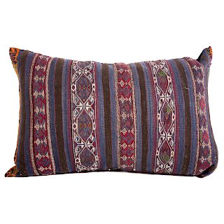 Turkish Soumak Kilim Pillow, 27 x 37 in.