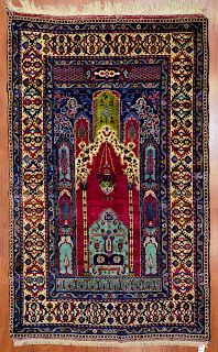 Turkish Taspinar Prayer Rug, 5.3 x 8.5