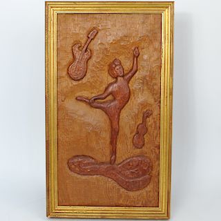 Signed Wood Carving of Dancer