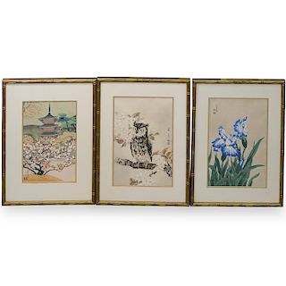 (3 Pc) Signed Ukiyo-e Japanese Woodblock Prints