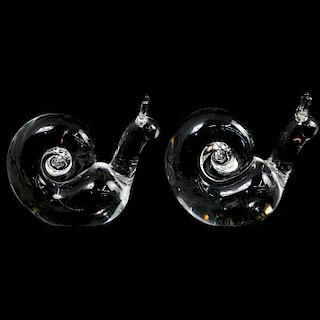 Pair of Steuben Glass Snails