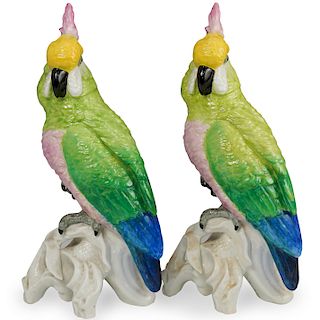 Pair of Crown Staffordshire Cockatoos