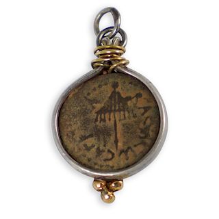 Hadaya Sterling and 14k Gold Judaica Coin Pendant