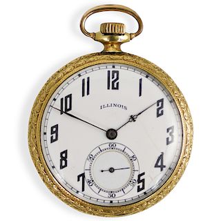 Illinois Gold Plated "Capitol" Pocket Watch