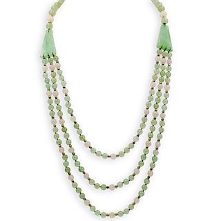 Quartz and Serpentine Jade Necklace