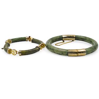 (2 Pc) Chinese Jade Bangle and Bracelet