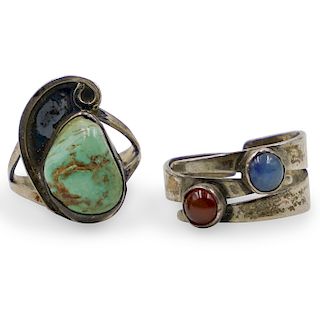 (2 Pc) Sterling and Semi Precious Stone Rings