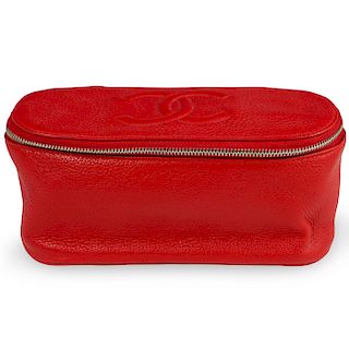 Chanel Red Leather Make-up Bag