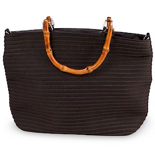 Gucci Leather and Bamboo Handle Handbag