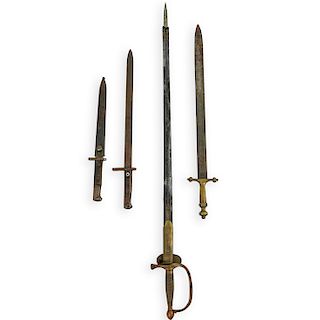 (4 Pc) Bronze and Brass Swords and Bayonets