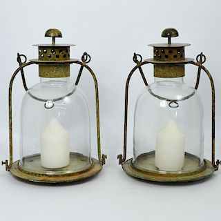 Pair of Brass Hanging Lanterns