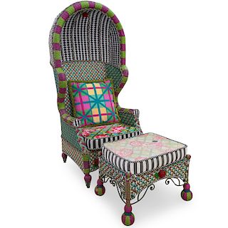 (2 Pc) MacKenzie Childs Greenhouse Bonnet Chair