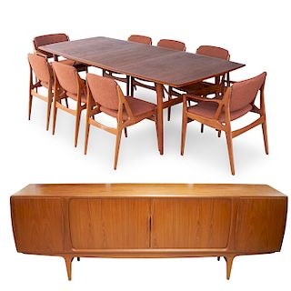 Arne Vodder Danish Dining Room Suite with "Ella Chairs"