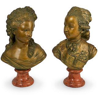 Pair of Terracotta Busts After Jean-Antoine Houdon