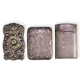 (3 Pc) Collection Of Sterling Match Boxes