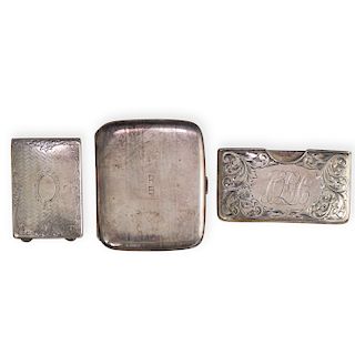 (3 Pc) Collection Of Sterling Cases 