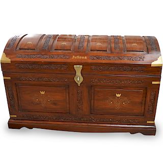 Continental Marquetry Wood Chest