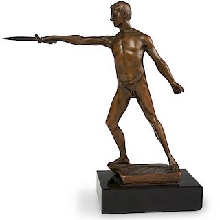 Signed Bronze Sculpture of Fencer