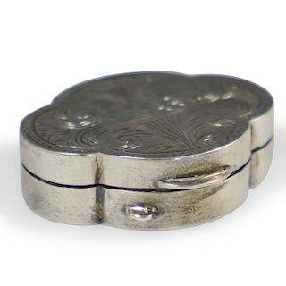 Sterling Silver Engraved Pill Box