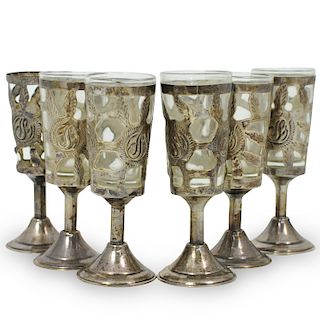 (6 Pc) Sterling Silver Cordial Glasses