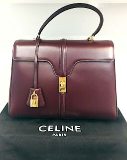CÉLINE Medium 16 Bag  In Satinated Calfskin Burgundy