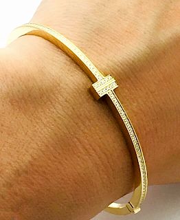 Tiffany & Co.  18k Gold T Diamond Bracelet  6.5"