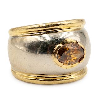 18k Bvlgari Style Gold and Diamond Ring