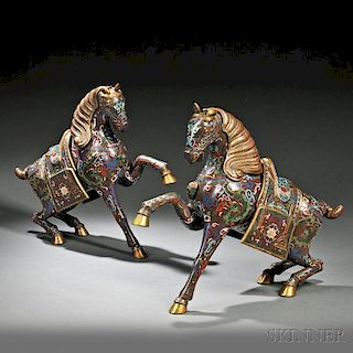 Pair of Cloisonne Horses
