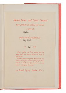 AUDEN, Wystan Hugh (1907-1973). Spain. London: Faber and Faber, 1937.