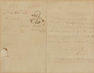 DE STAEL-HOLSTEIN, Anne Louise Germaine, Madame (1766-1817). Autograph letter signed "Mme de Stael". [1813]. To Giovanni Battista Viotti. 