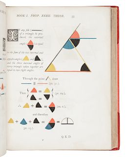 [EUCLID (fl. ca 300 B.C.)] . BYRNE, Oliver (ca 1810-ca 1880), editor. The First Six Books of the Elements of Euclid in which coloured diagrams and sym