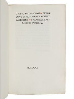 [GRABHORN PRINTING]. The Song of Songs: Being Love Lyrics from Ancient Palestine. San Francisco: Edwin & Robert Grabhorn for The Book Club of Californ