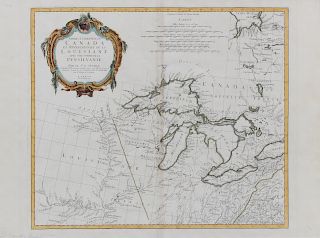 ANVILLE, Jean Baptiste Bourguignon d' (1697-1782) Partie occidentale du Canada et septentrionale de la Louisiane. Venice: Santini, 1775.
