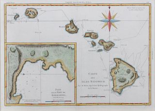 BONNE, Rigobert (1727-1794). Carte des Isles Sandwich. Paris, [ca 1785]. Engraved map.