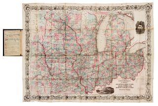 COLTON, G.W. and C.B. Colton's New railroad Map of the States of OH, MI, IN, IL, MO, WI & IA. MN, NE & KS. New York, 1870. Engraved folding map.