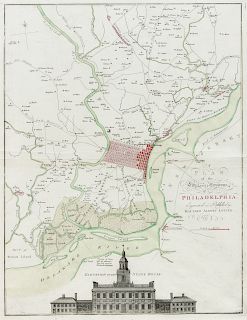 LOTTER, Matthias Albrecht (1741-1810). Plan of the City and Environs of Philadelphia. Augsburg: Lotter, 1777. 