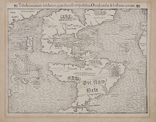 MÃœNSTER, Sebastian (1489-1552). Tabula novarum insularum, quas diversis respectibus Occidentales & Indianas vocant. [Basel, ca 1559].