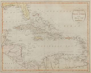REID, John. WINTERBOTHAM, William (1763-1829). An Accurate Map of the West Indies with the Adjacent Coast of America. New York, 1796. 