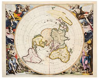 VAN DER AA, Pieter (1659-1733). Planisphere Terrestre Suivant les nouvelle Observations de Astronomes... Leiden, 1713.