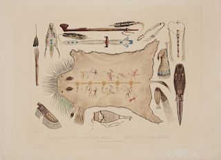 BODMER, Karl (1809-1893). Indian Utensils and Arms (Plate 21). Ca 1832-1843.