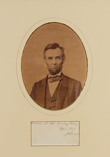 LINCOLN, Abraham (1809-1865). Signaure "A. Lincoln" cut from a letter closing. N.d.