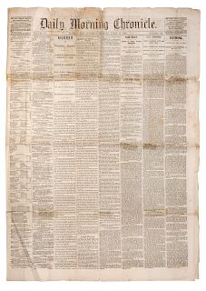 [LINCOLN ASSASSINATION]. Daily Morning Chronicle. Vol. III, Number 140. Washington, [D.C.], Saturday Morning, April 15, 1865. 
