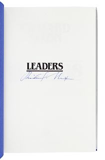 NIXON, Richard (1913-1994). Leaders. New York: Warner Books, 1982. FIRST EDITION, SIGNED BY NIXON.