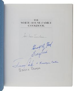 HALLER, Henry. The White House Family Cookbook. New York: Random House, 1987. SIGNED BY GERALD R. FORD, BETTY FORD, JIMMY CARTER, ROSALYNN CARTER, NAN