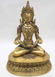 Sino-Tibetan Gilt Bronze Seated Guanyin