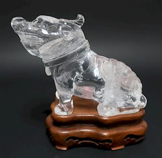 Chinese Carved Rock Crystal Kylin
