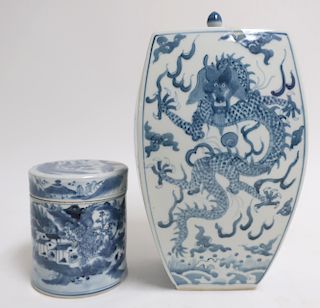 2 Chinese Porcelain Blue & White Jars