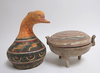 Han Dynasty Covered Censer and Duck Neck Jar