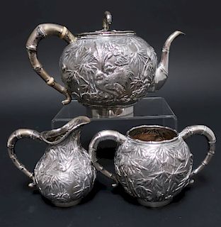 Chinese Export Silver Tea Set - Kwong Man Shing